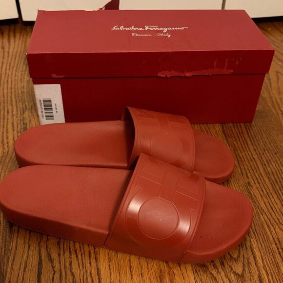 Salvatore Ferragamo Groove Pool Slides Size 12 Box Included main image 6